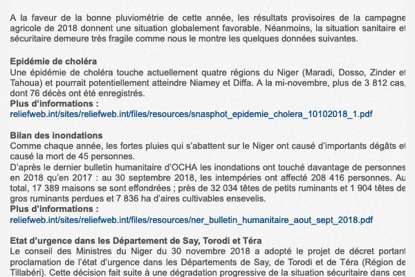 PS-Eau Newsletter, réseau Niger #13