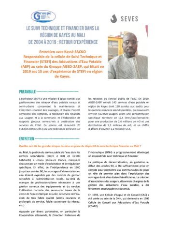 Le suivi-technique et financier dans la région de Kayes au Mali de 2004 à 2019 : retour d'expérience